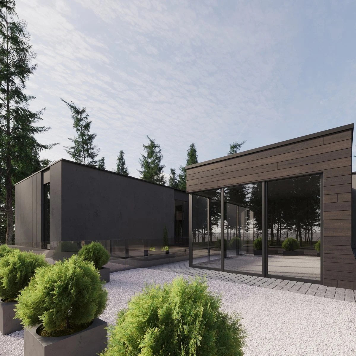 Визуализация фасада архитектуры дома