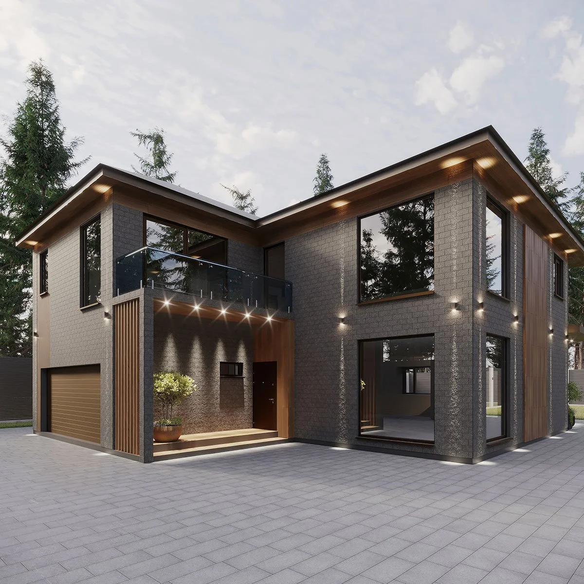 Разработка стилевого решения фасадов коттеджа г. Москва