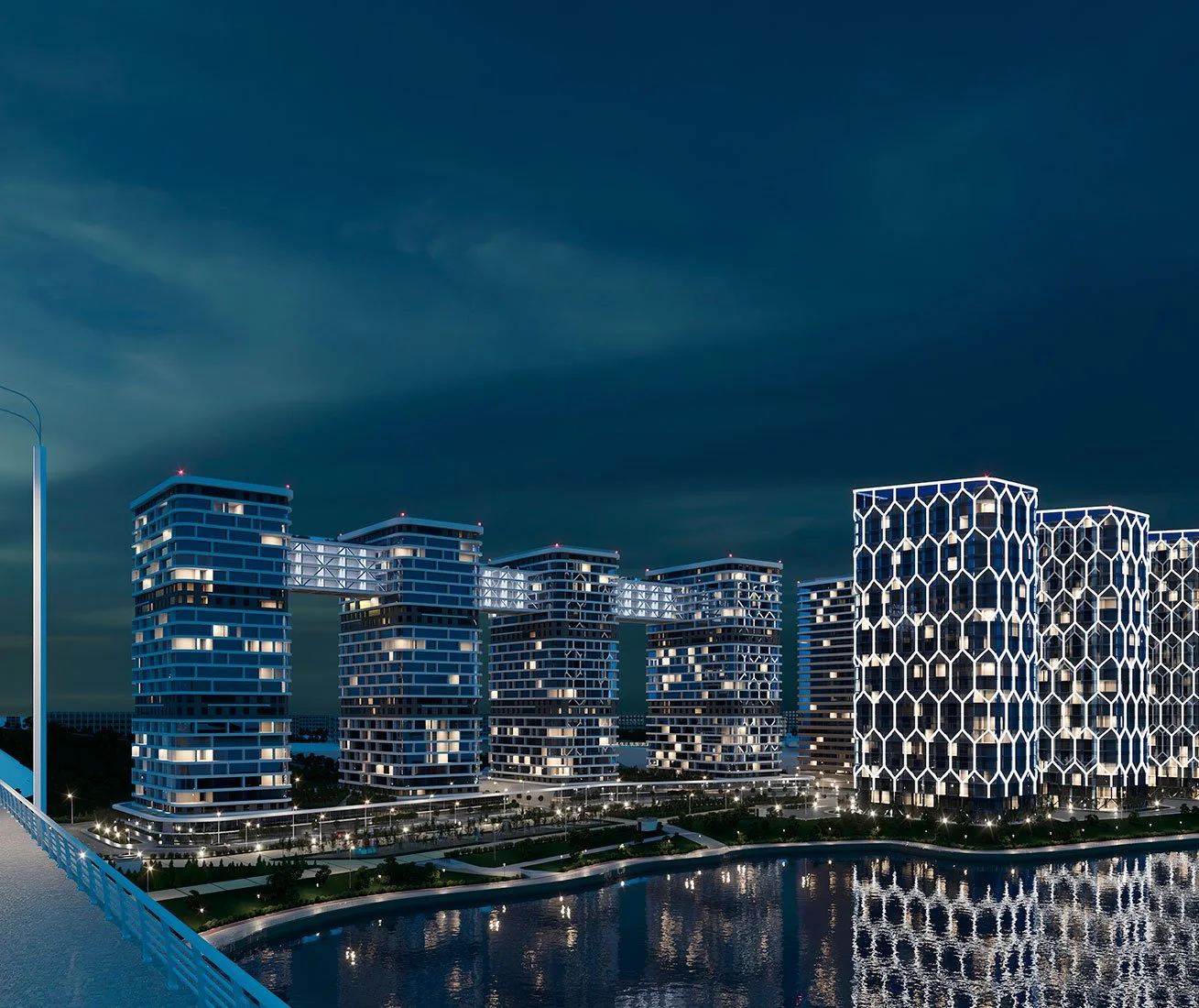 3D визуализация жилых комплексов ночью