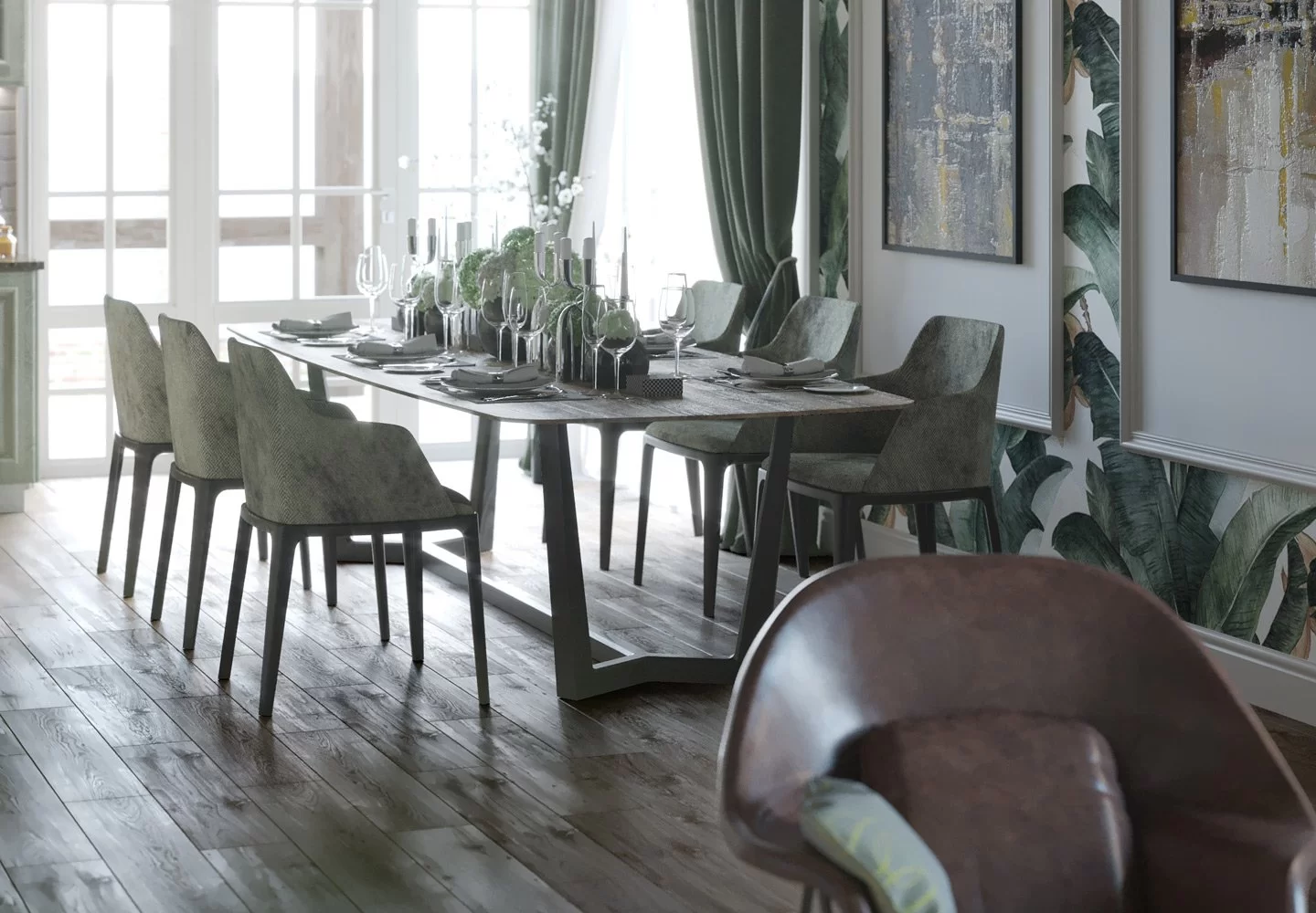 Дизайн проект интерьера гостиной комнаты дома в Горячем Ключе