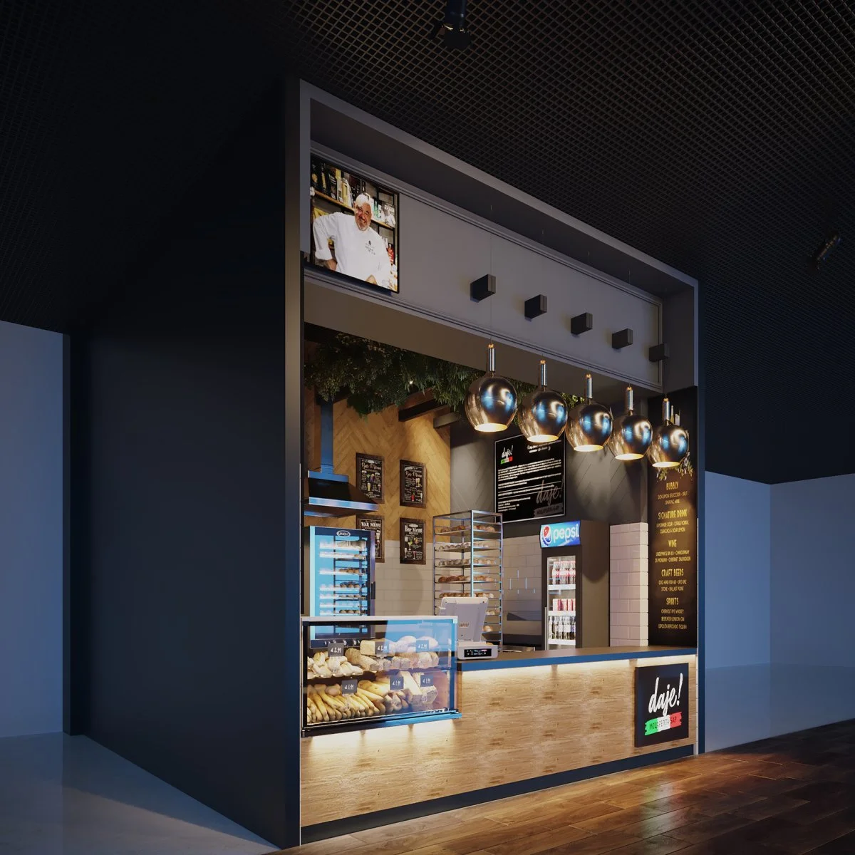 Визуализация фудкорта в ТЦ